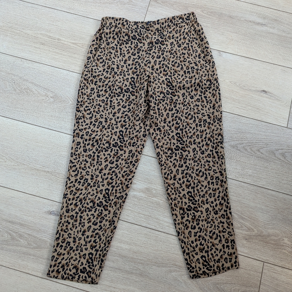 J.Crew Jamie Pants Elastic Band Leopard Print Women Size 8 - Picture 2 of 12